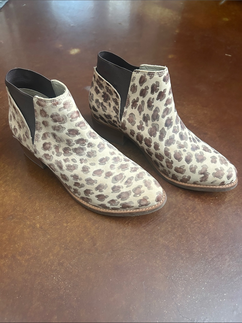 Matisse Leopard-Print Ankle Booties in Beige and Brown